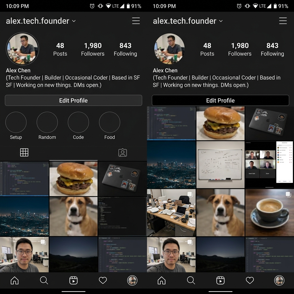 Instagram Profile Before Optimization